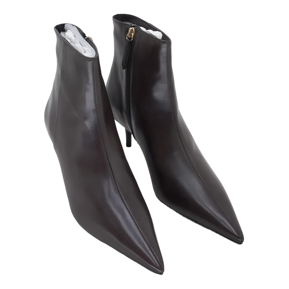 Schutz Mikki Mid Stiletto 3.5" Heel Pointed Toe Ankle Boot Brown Size 8